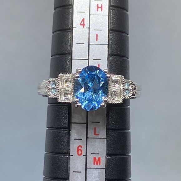 💛 925 Swiss Blue Topaz & Aquamarine Ring - Picture 6 of 6